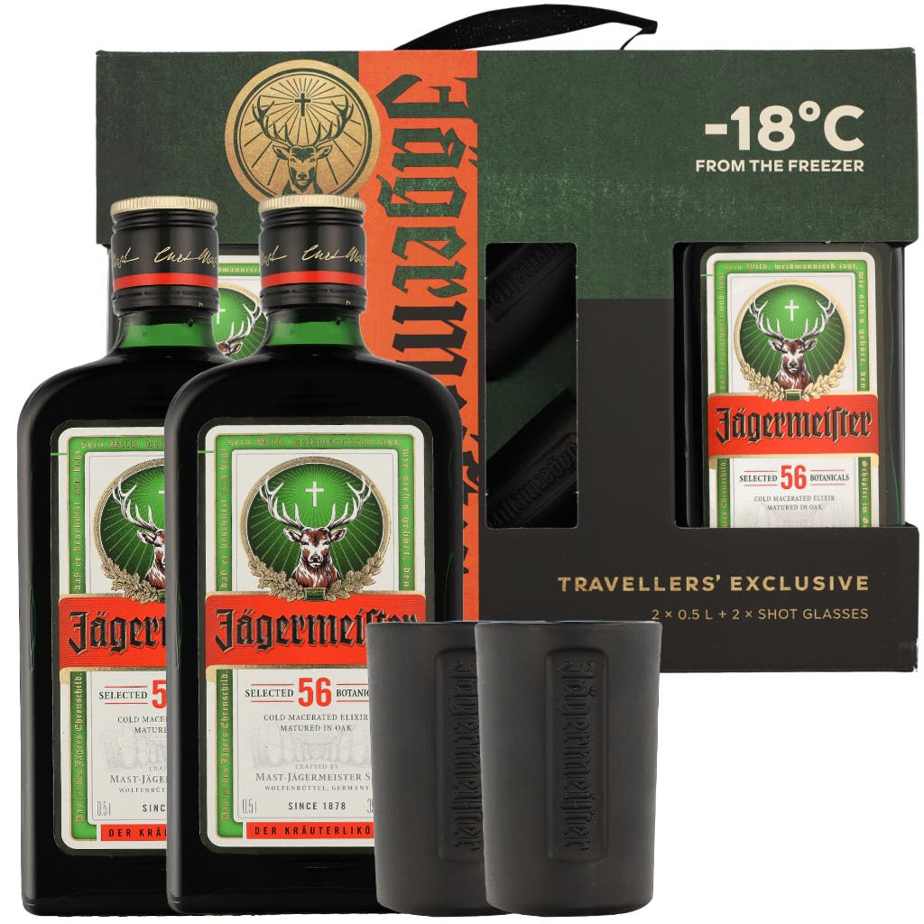 Jagermeister Twinpack + 2 Shots Glasses (2 x 50cl)