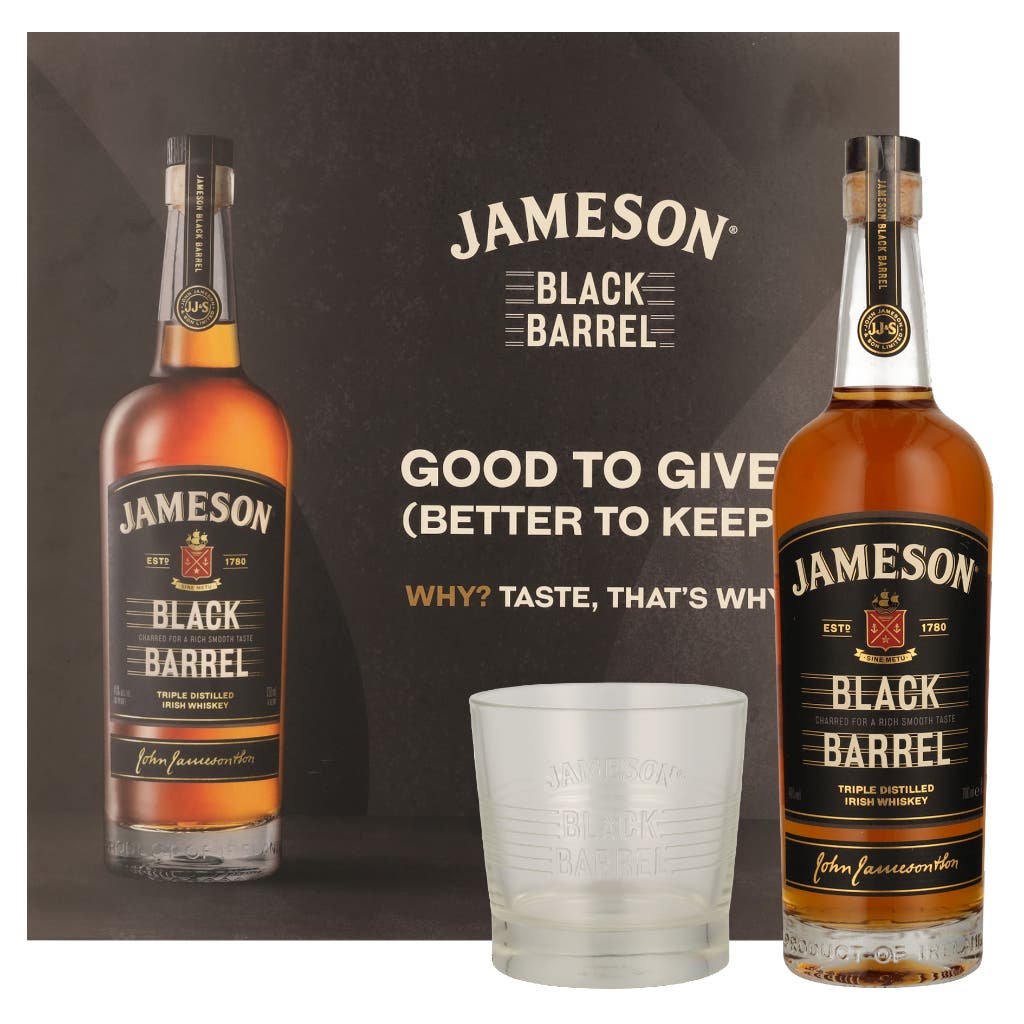 Jameson Black Barrel Giftset 70cl